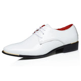 Men's Glossy Patent Leather Lace-up Plus Size Pointed Toe Shoes