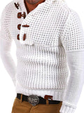 Winter Men's V Neck Horn Button Hooded Sweater