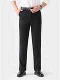 Comfy High-Waist Straight Cotton Lightweight Casual Trousers Slacks