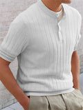 Men's Stylish Chic Button Lapel Short Sleeve Sweaters