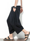 Casual Loose Vintage Linen Cropped Harem Pants