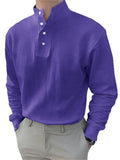 Men's Trendy Stand Collar Long Sleeve Pullover Business Shirts