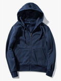 Men's Simple Style Solid Color Casual Zipper Hooded Coat