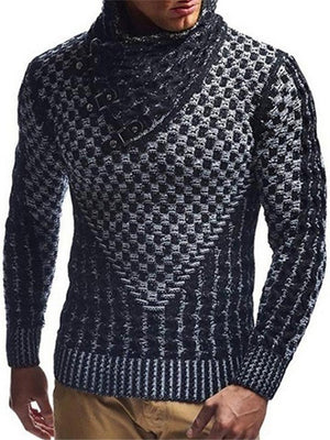 Knitted Pullover Style Fashion High Neck Slim-Fit Sweater For Men