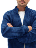 Men's Classic Solid Color Front Zipper Turtleneck Knitted Sweater