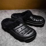 Men Hollow Out Warm Faux Fur Lined Slippers