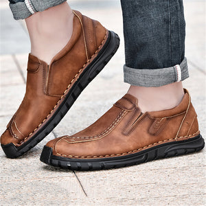 Vintage Style Contrast Stitching Flat Sole Soft Footbed Low-Top Loafers