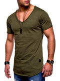 New Holiday Men's Summer Solid Fit V Neck Short-Sleeved T-shirt