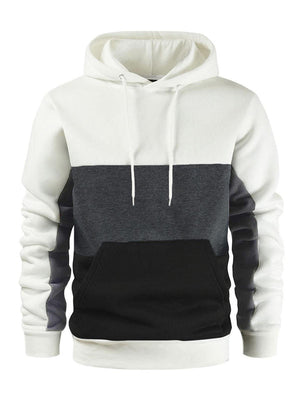 Trendy Fleece Colorblock Hoodie Mens with Pockets