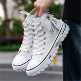 Mens Breathable Canvas Stitching Hip Top Casual Shoes