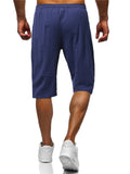 Mens Comfy Breathable Solid Color Casual Knee Shorts