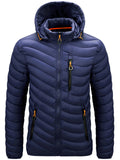 Mens Warm Lining Anti-Theft Padded Coats With Removable Hood