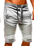 Men Summer Breathable Drawstring Elastic Waist Half Length Pants Shorts