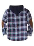 Men's Trendy Plaid Pattern Thermal Long Sleeve Hooded Jacket With Pockets