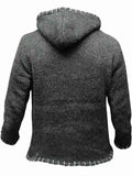 Men's Casual Long-Sleeved Color-Block Knit Hooded Sweater