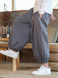 Loose Casual Lightweight Stripe Harem Pnats