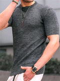 Men's Leisure Summer Small Square Round Neck Slim Fit T-Shirt