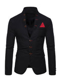 Mens Casual Solid Color Stand Collar Buttons Coats Blazers