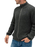 Men's Classic Solid Color Front Zipper Turtleneck Knitted Sweater