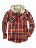 Large Size Hooded Grid Button Men's Leisure Tops