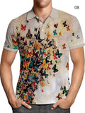 Male Multicolor Printed Fresh Casual Summer Polo Shirts