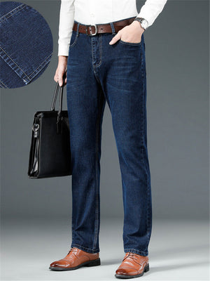 Loose Elastane Straight Breathable Denim Pants