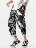 Oversized Characters Cats Print Fashion Casual Pants