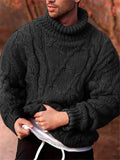 Men's Fashion Cable Knitted Turtleneck Long Sleeve Sweater