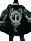 New Fashion Unisex Casual Warm Printed Thick Fleece Hooded Cloak