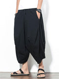 Casual Loose Vintage Linen Cropped Harem Pants