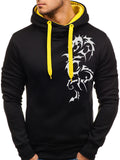 Stylish Pullover Drawstring Unique Dragon Print Hoodies for Men