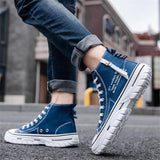 Mens Breathable Canvas Stitching Hip Top Casual Shoes