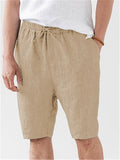 Mens Sports Loose Linen Drawstring Cropped Pants