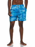 Mens Floral Printing Elastic Waist Casual Beach Shorts