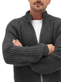 Men's Classic Solid Color Front Zipper Turtleneck Knitted Sweater