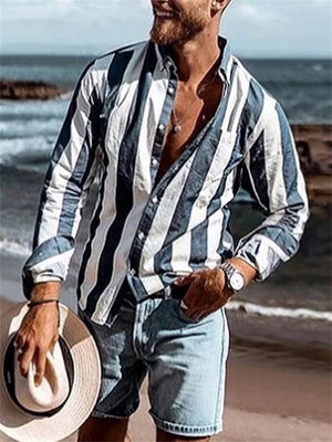 Casual Style Chest Pocket Striped Button Shirt