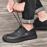 Mens Comfy Plus Size Stitching Print Lace Up Cargo Loafers