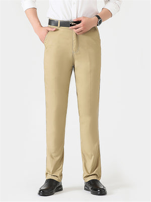 Comfy High-Waist Straight Cotton Lightweight Casual Trousers Slacks