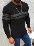 Mens Casual Warm Patchwork O Neck Sweaters