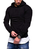 Male Casual Stretchy Striped Pleated Raglan Sleeve Pullover Hoodie