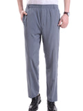 Mens Loose Vertical Solid Color Comfy Casual Trousers Slacks