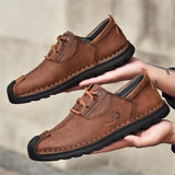 Mens Comfy Plus Size Stitching Print Lace Up Cargo Loafers