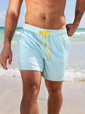 Men's Double-Layer Design Beach Sports Print Lace-Up Shorts