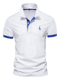 Men's Slim Fit Deer Graphic Embroidery Casual Short Sleeve Polo Shirt