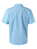 Summer Retro Vertical Stripe Short Sleeve Button Down Shirt for Men