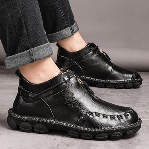 Men Casual Sewing Round Toe Leather Shoes