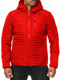 Mens Cozy Warm Solid Color Zipper Hooded Outwear