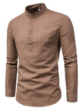 Men's Holiday Fashion Business Long Sleeve Stand Collar Shirts