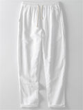 Mens Loose Breathable Straight Cotton&Linen Pants