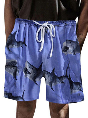 Mens Beach Vertical Print Summer Casual Shorts